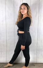Load image into Gallery viewer, Scrunch Top Jogger Set - Black