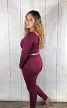 Load image into Gallery viewer, Scrunch Top Jogger Set - Burgundy