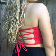 Load image into Gallery viewer, Summer Days Lace Back Tube Top - Red