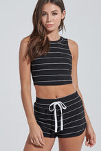 Load image into Gallery viewer, Striped Crop Set - Black and White
