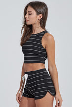 Load image into Gallery viewer, Striped Crop Set - Black and White
