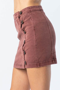 By My Side Button Down Mini Skirt - Burgundy