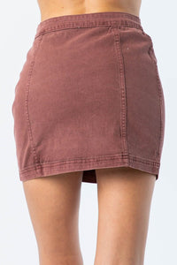 By My Side Button Down Mini Skirt - Burgundy