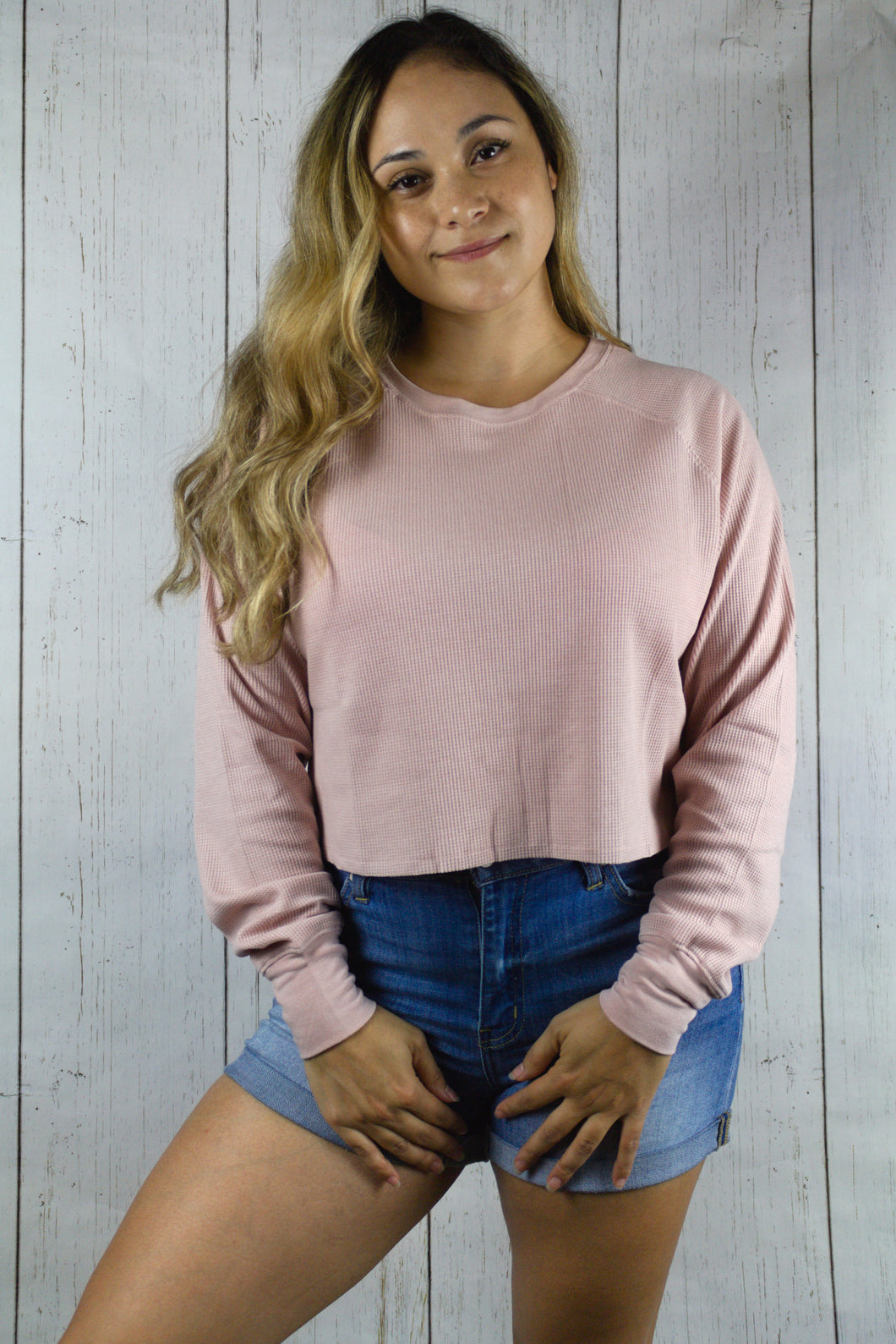 Simply Comfy Cropped Thermal - Misty Rose