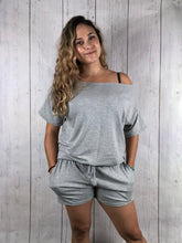 Load image into Gallery viewer, Boat Neck Tee Shorts Set - Gray
