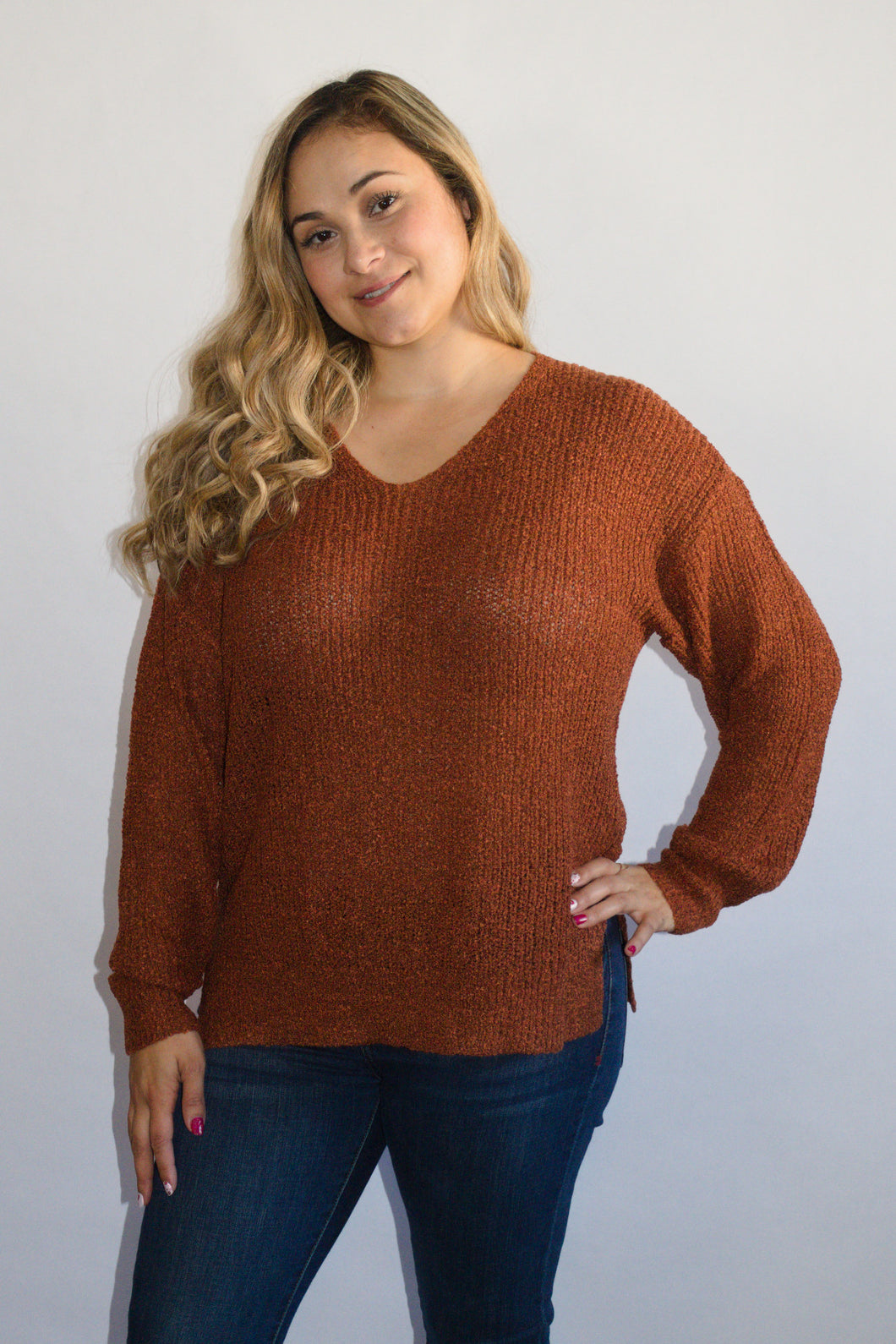 Lace Me Up Sweater - Rust