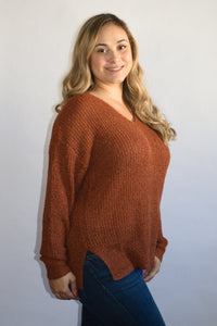 Lace Me Up Sweater - Rust