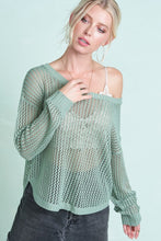 Load image into Gallery viewer, Open Knit Cross Back Sweater - Sage
