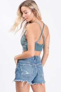 Field of Daisies Bralette - Dusty Teal