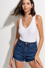 Load image into Gallery viewer, Button Ribbed Tank Bodysuit - White
