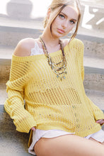 Load image into Gallery viewer, Open Knit Cross Back Sweater - Mustard
