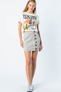 By My Side Button Down Mini Skirt - Grey