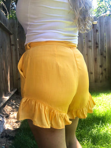 Lovely Day Ruffle Shorts - Yellow