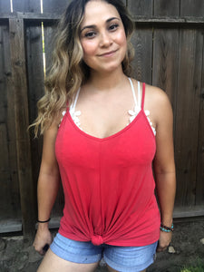 Essential Knot Tank Top - Red