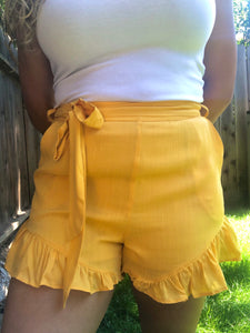 Lovely Day Ruffle Shorts - Yellow