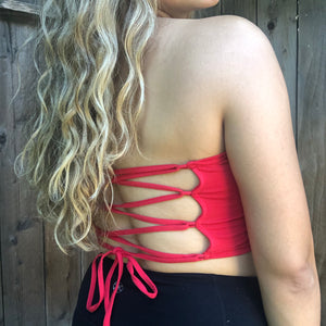 Summer Days Lace Back Tube Top - Red