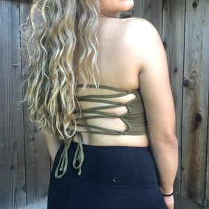 Summer Days Lace Back Tube Top - Olive