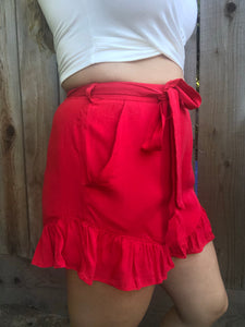 Lovely Day Ruffle Shorts - Red