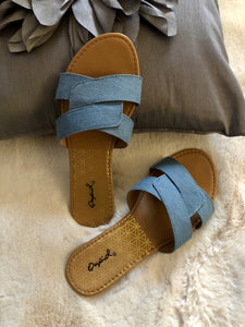 Criss Cross Sandals - Jean Blue