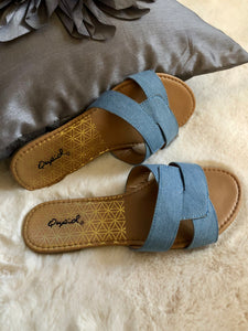 Criss Cross Sandals - Jean Blue