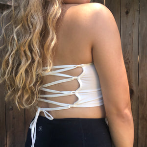 Summer Days Lace Back Tube Top - White