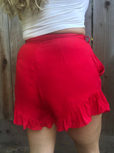 Lovely Day Ruffle Shorts - Red