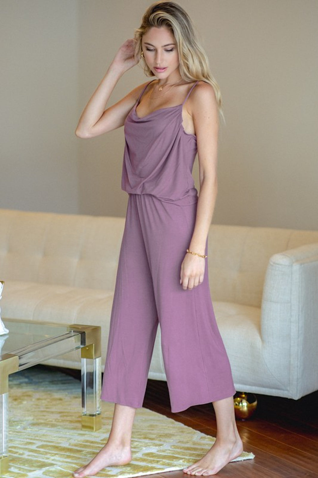 Cowl Tank Gaucho Set - Dusty Lavender